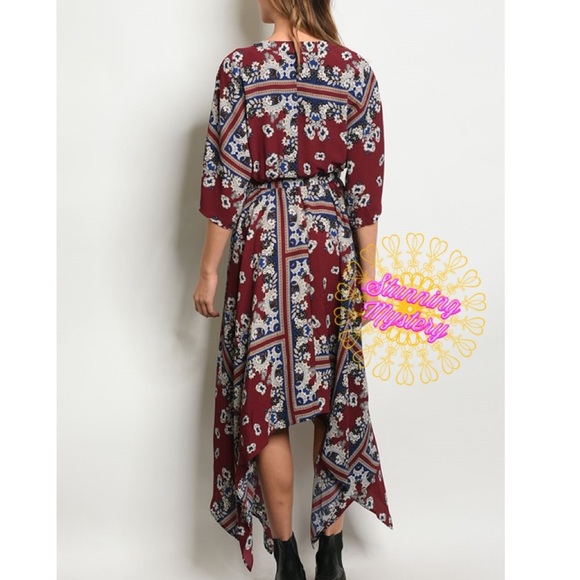 💕 Floral Uneven Hem Maxi Dress - Picture 3 of 8